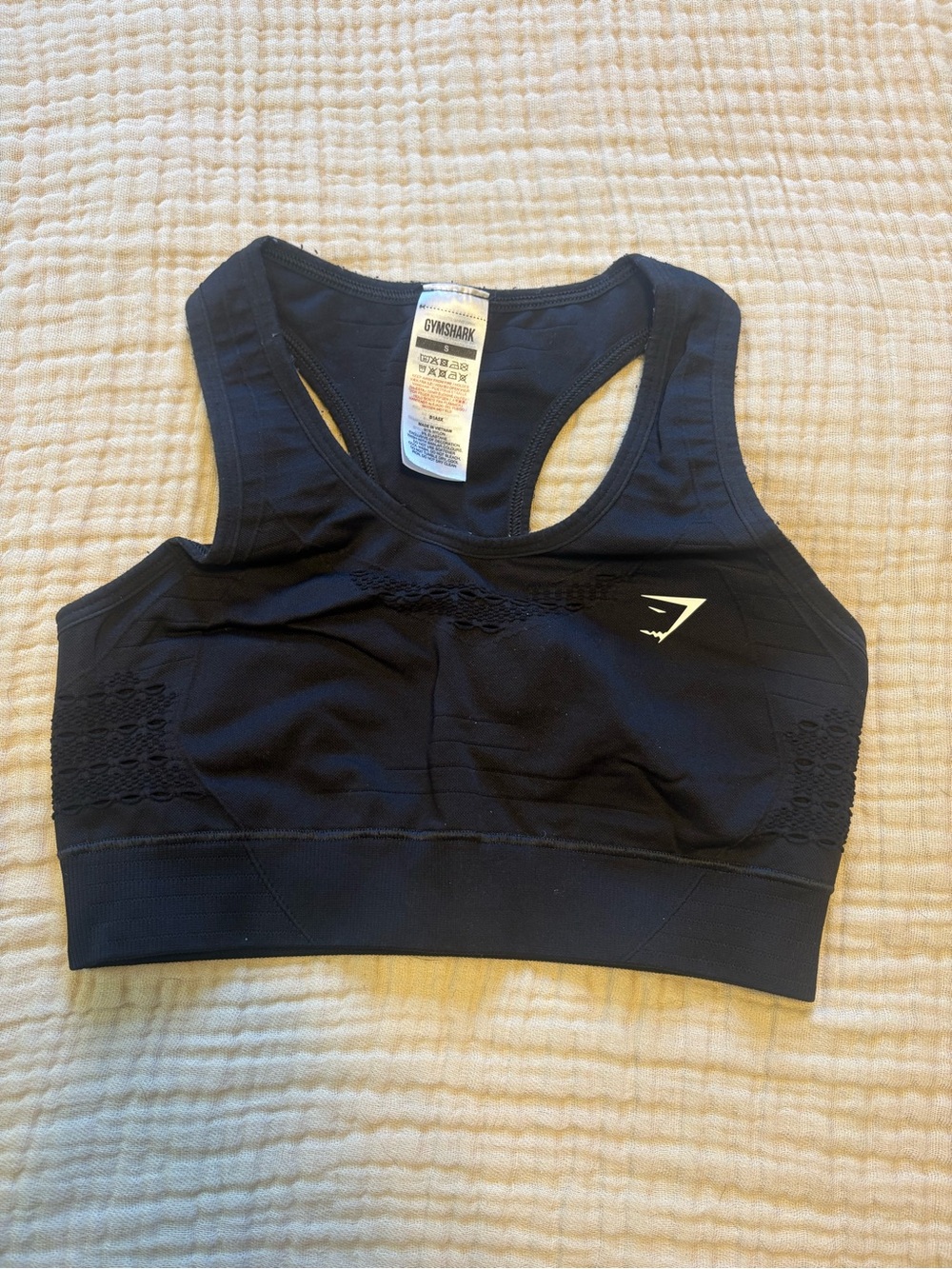Gymshark Black Seamless Racerback Sports Bra with Logo